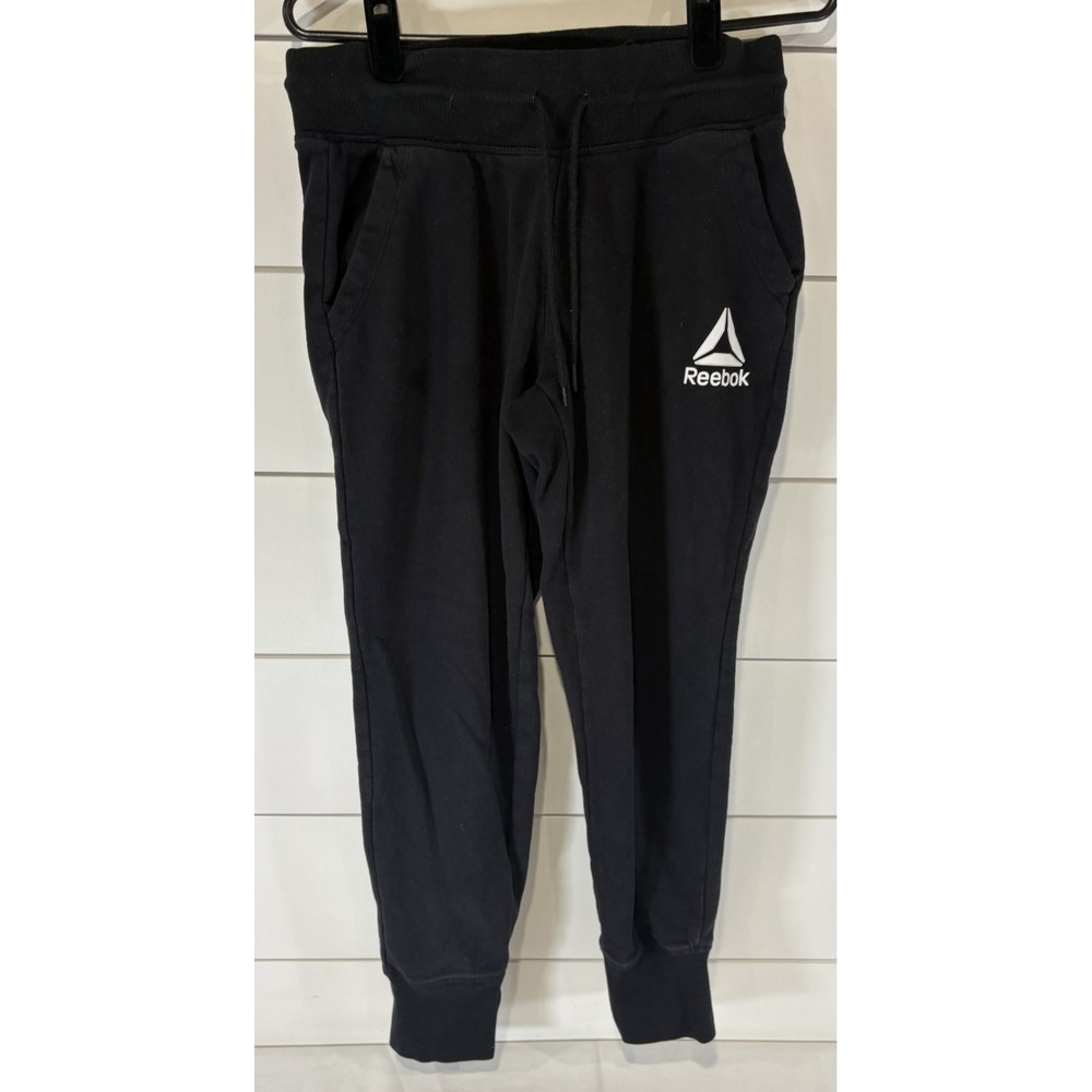 Reebok Women's Sweatpants Black Logo Size Small Joggers Comfy Loungewear